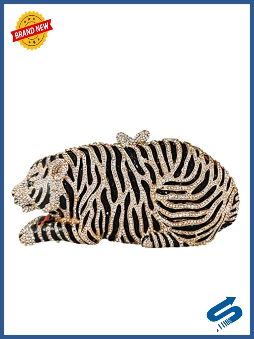 Mini Tiger Rhinestone Clutch Evening Bag Formal Party Wedding Purse